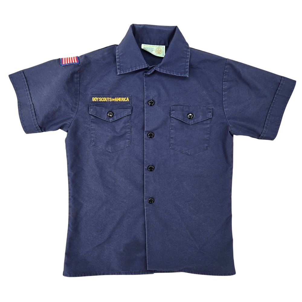 Boy Scouts of America Youth MEDIUM Navy Blue Uniform Shirt Boys Gorpcore Utility